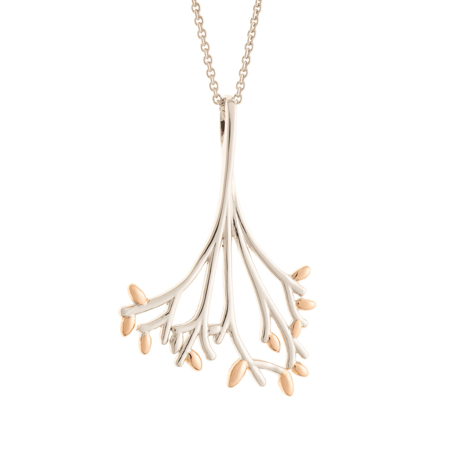 Galway Crystal Wildwood Sterling Silver & Rose Gold Pendant