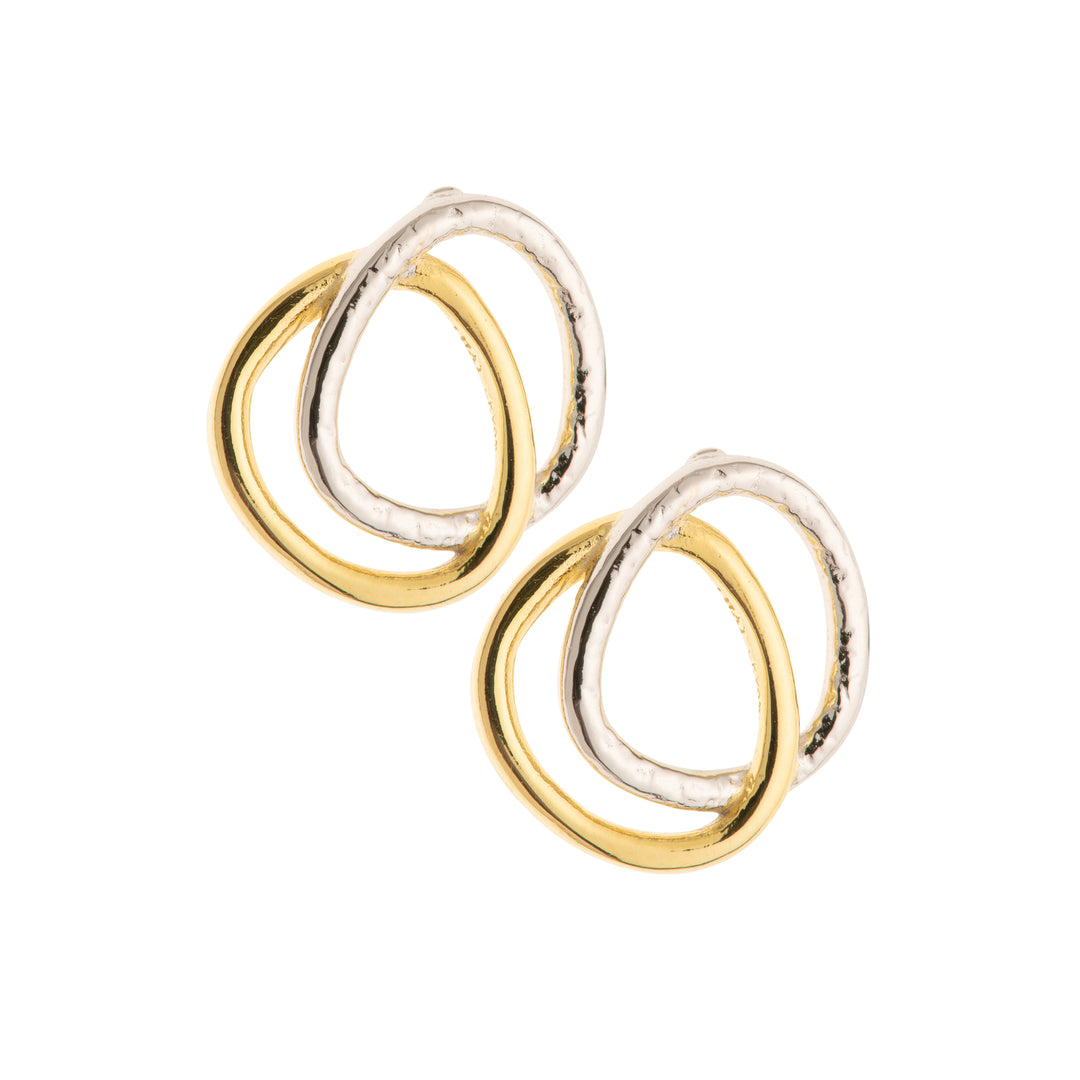 Galway Crystal Entwined Sterling Silver & Gold Stud Earrings