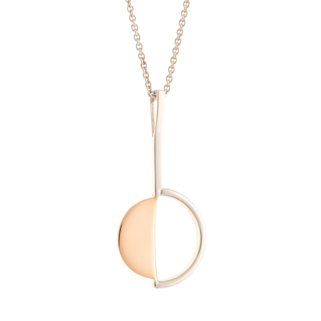 Galway Crystal Arc Sterling Silver & Rose Gold Pendant