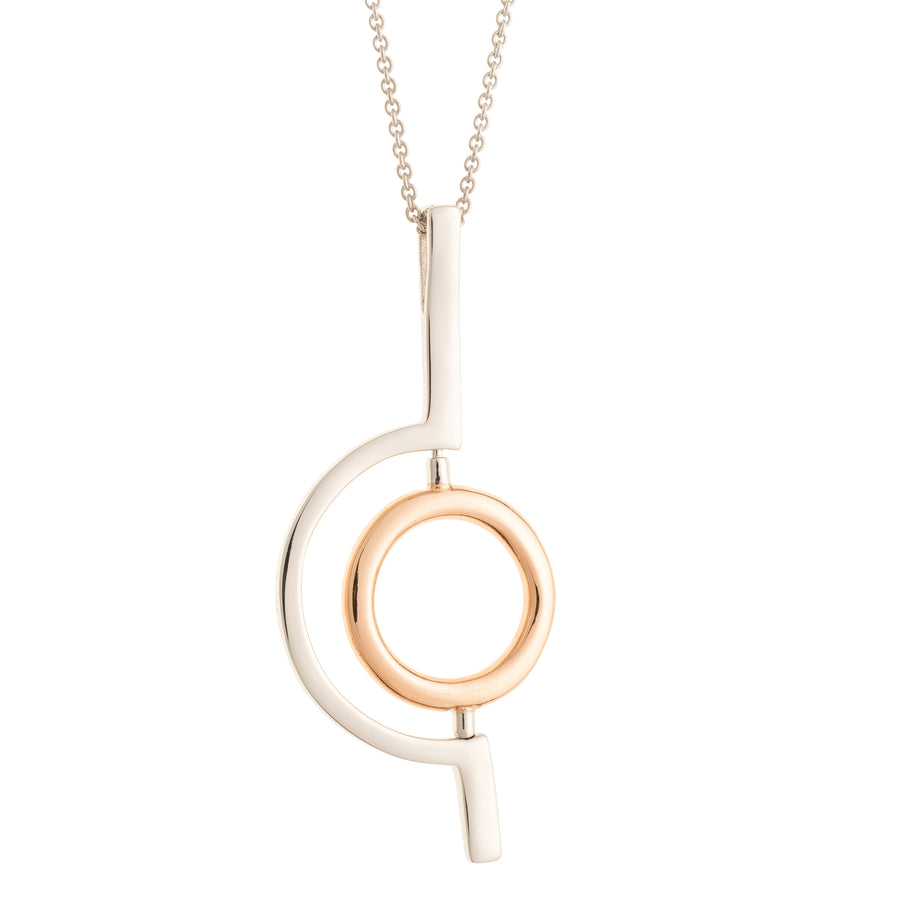 Galway Crystal Orbit Sterling Silver & Orbit Gold Pendant