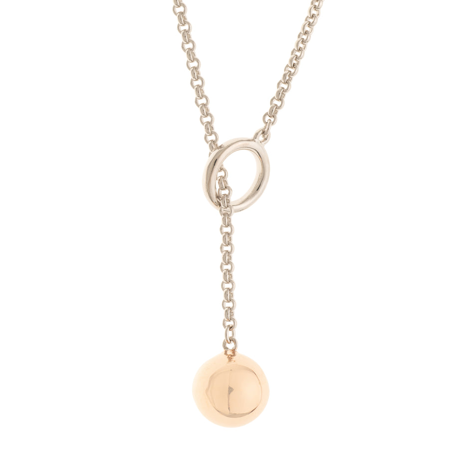 Galway Crystal Balance Sterling Silver & Rose Gold Loop Through Necklace