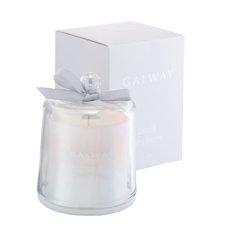 Galway Crystal Cotton & Cherry Blossom Bell Jar Candle