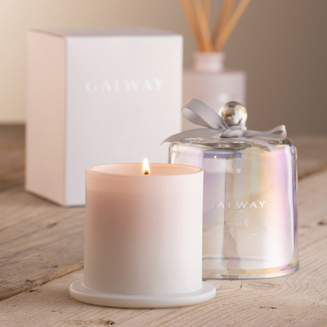 Galway Crystal Cotton &amp; Cherry Bell Jar Candle