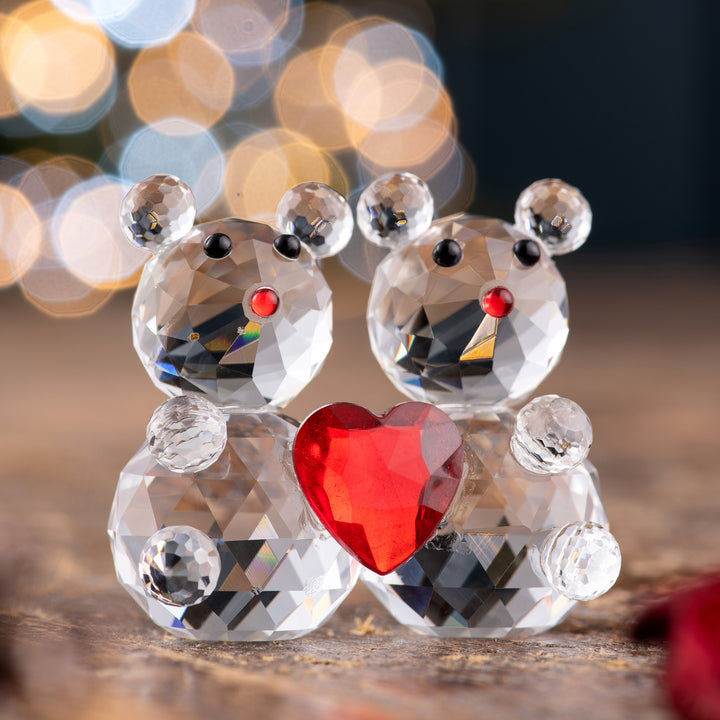 Galway Crystal Love Heart Teddy Bears Figurine