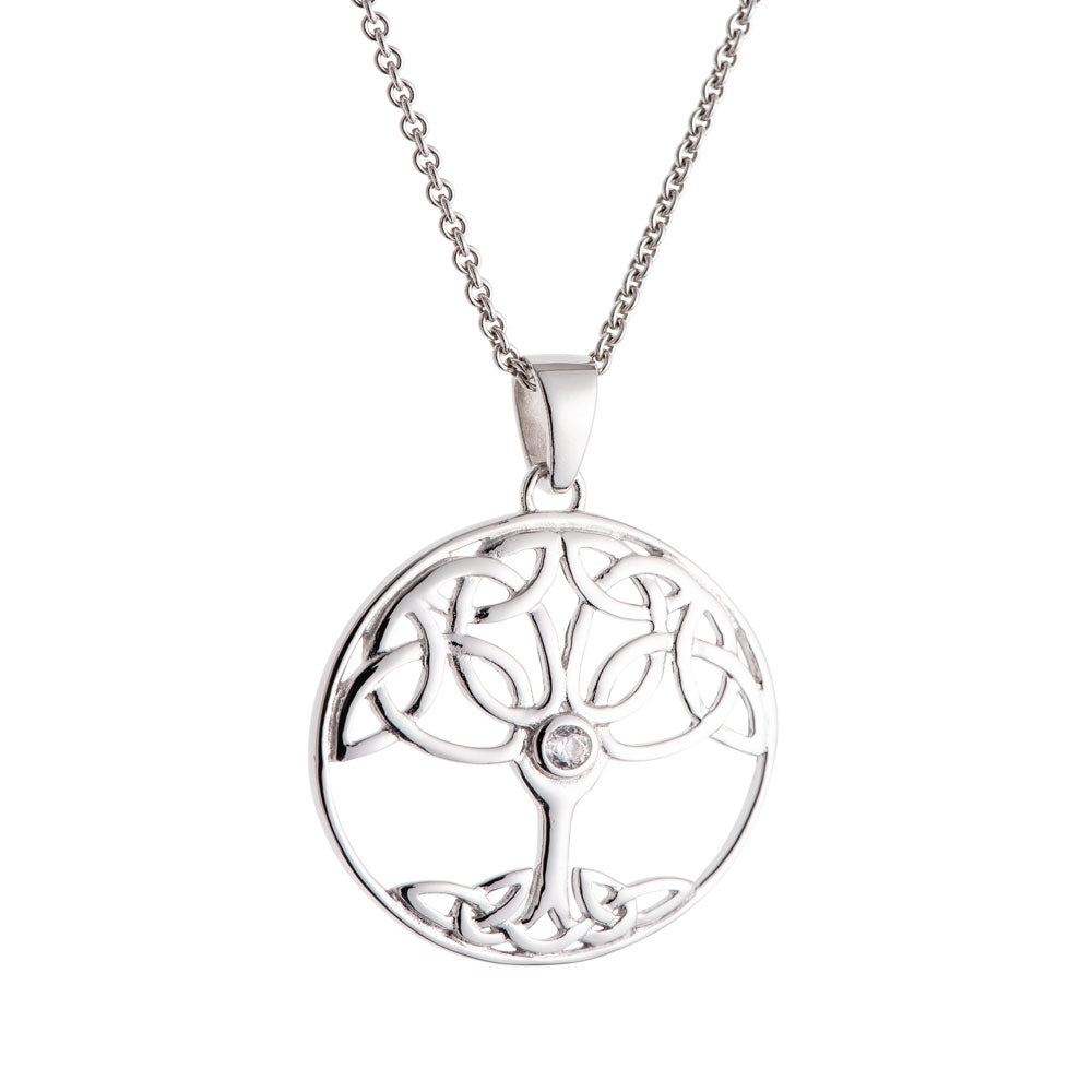 Galway Crystal Tree of Life Crystal Sterling Silver Pendant – Belleek ...